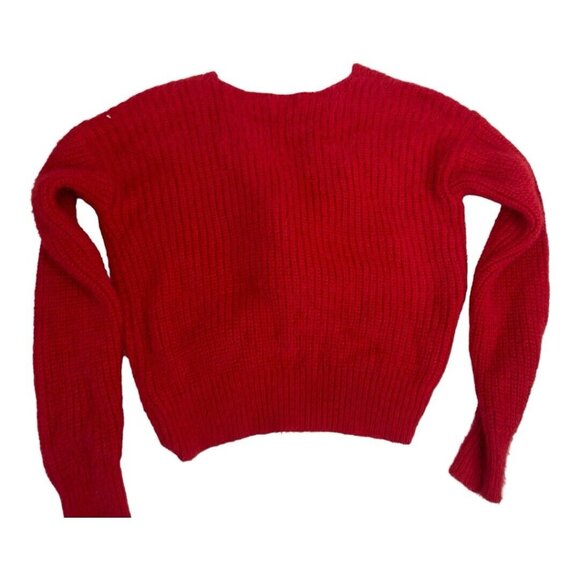 NOBO No Boundaries Women SZ M (7-9) Red Twisted Pearl Ribbed Crop Sweaters - Picture 10 of 11